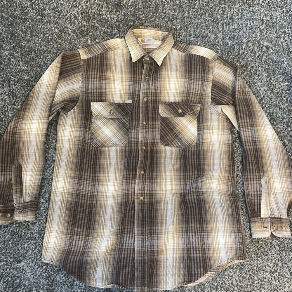 Carhartt Men's heavy flannel brown shirt size large